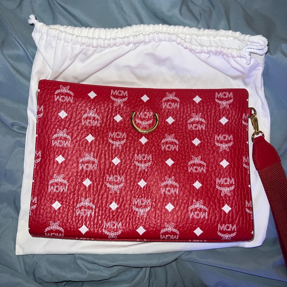 MCM Red and White Logo Clutch
